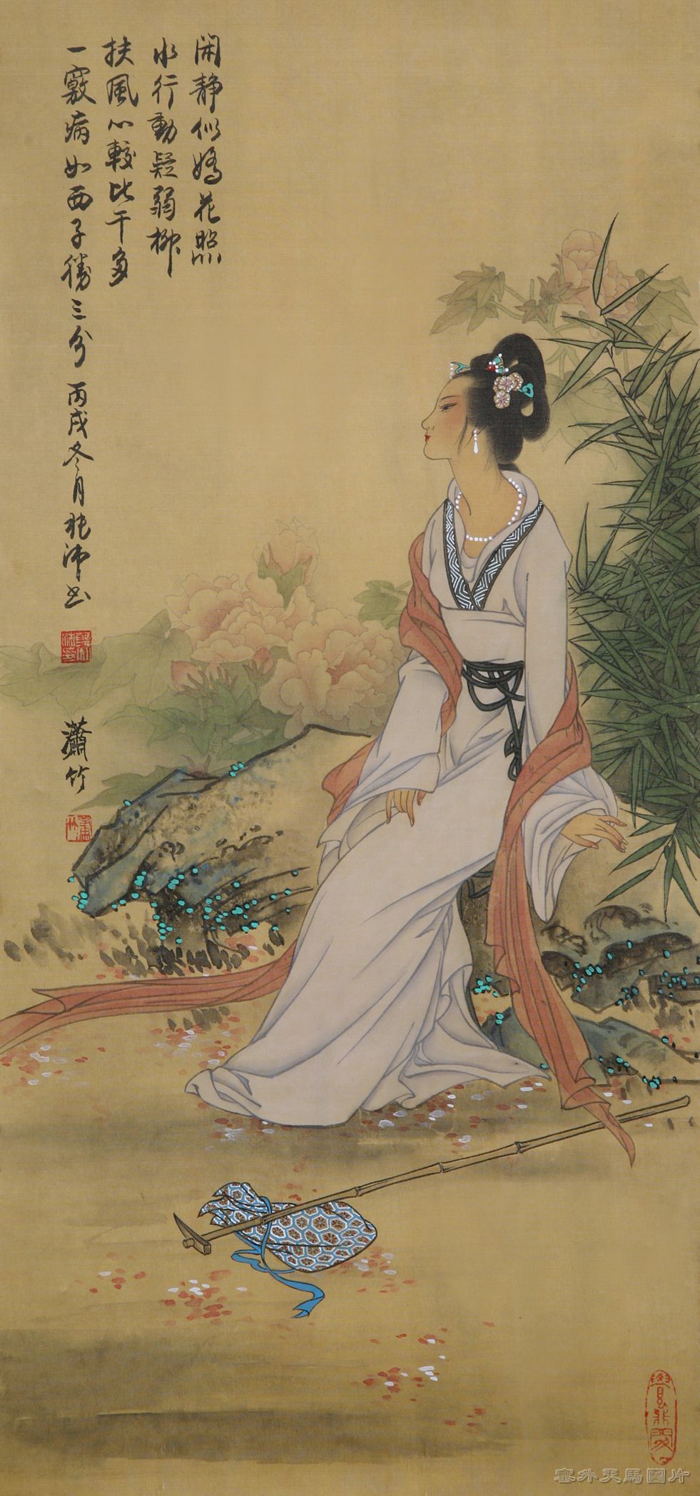 古术典雅[梨花一枝春带雨]-- 陈彦娥工笔仕女画(2) - 石墨閣画廊