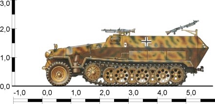 5炮 1x7.92mm mg34机枪sdkfz 250/3 半履带装甲车 装备1x7.