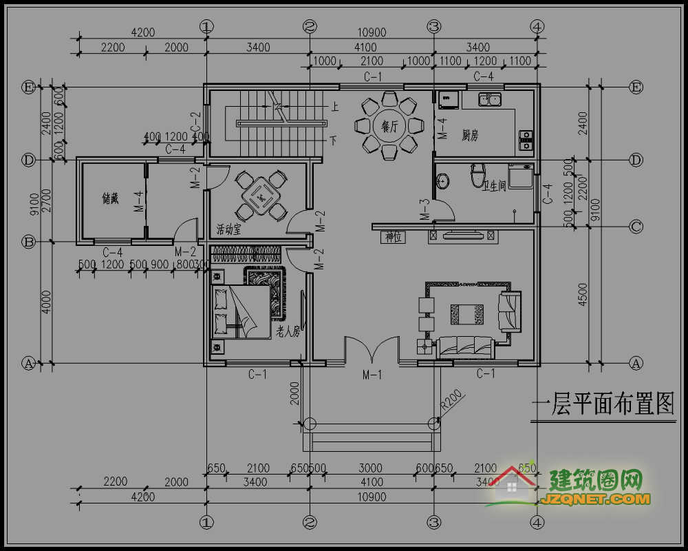 農村二層房屋設計圖佔地面積100平方米造價預算15萬以內編號j192建築