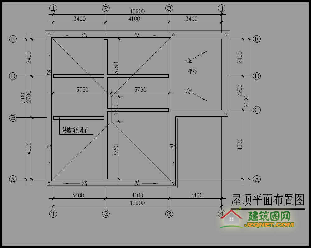 農村二層房屋設計圖佔地面積100平方米造價預算15萬以內編號j192建築