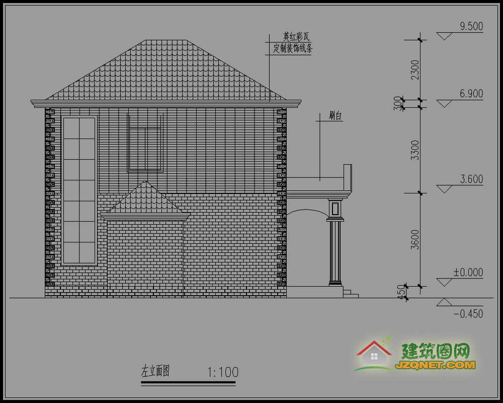 農村二層房屋設計圖佔地面積100平方米造價預算15萬以內編號j192建築