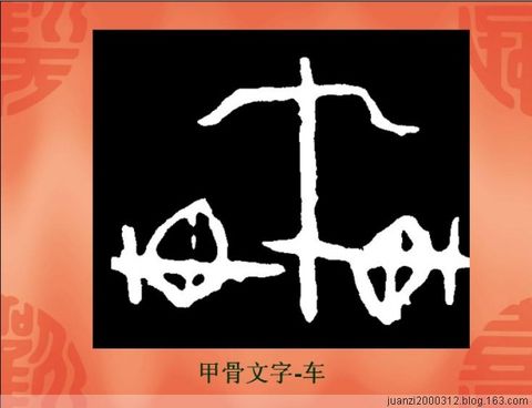 这是甲骨文的"车,"你们看看,像不像一辆你们在博物馆人在家里主要是做