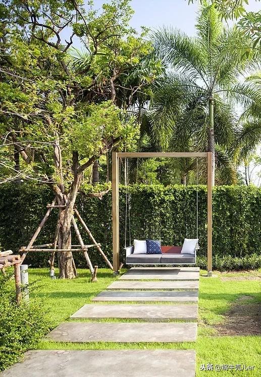 别墅庭院花园景观设计之户外秋千