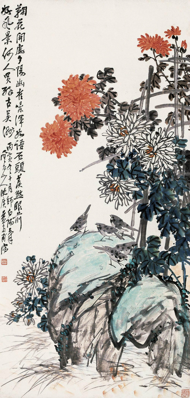 国画菊花小品写意作品图片