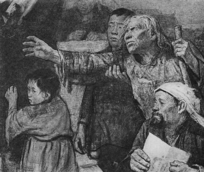 王式廓先生绘画作品欣赏(一):大型素描《血衣》