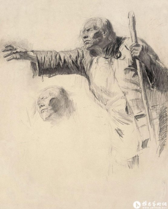 王式廓先生绘画作品欣赏(一):大型素描《血衣》