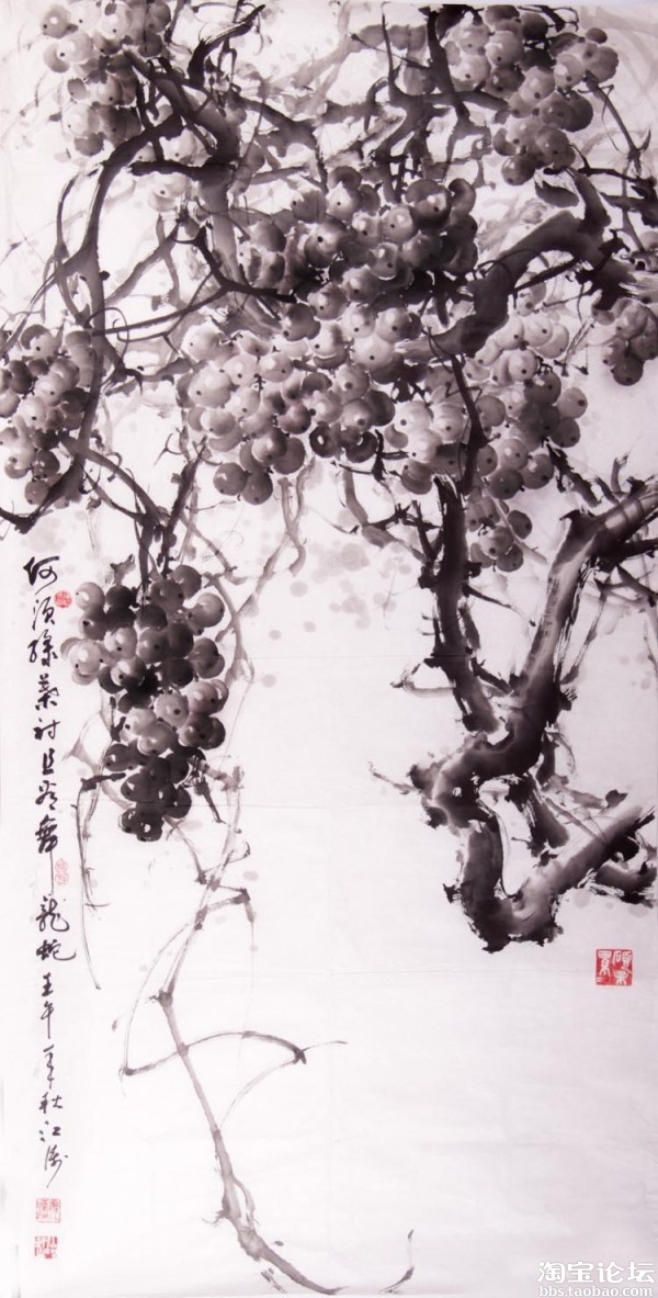 著名画家曾江涛葡萄松鼠中国画花鸟画欣赏