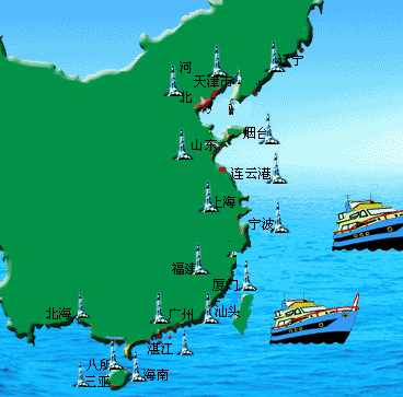 中国沿海中高频海岸电台分布图同时,在全国建有5座英文navtex电台和7