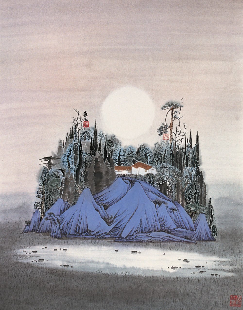 静夜 当代国画家薛亮细笔山水精品