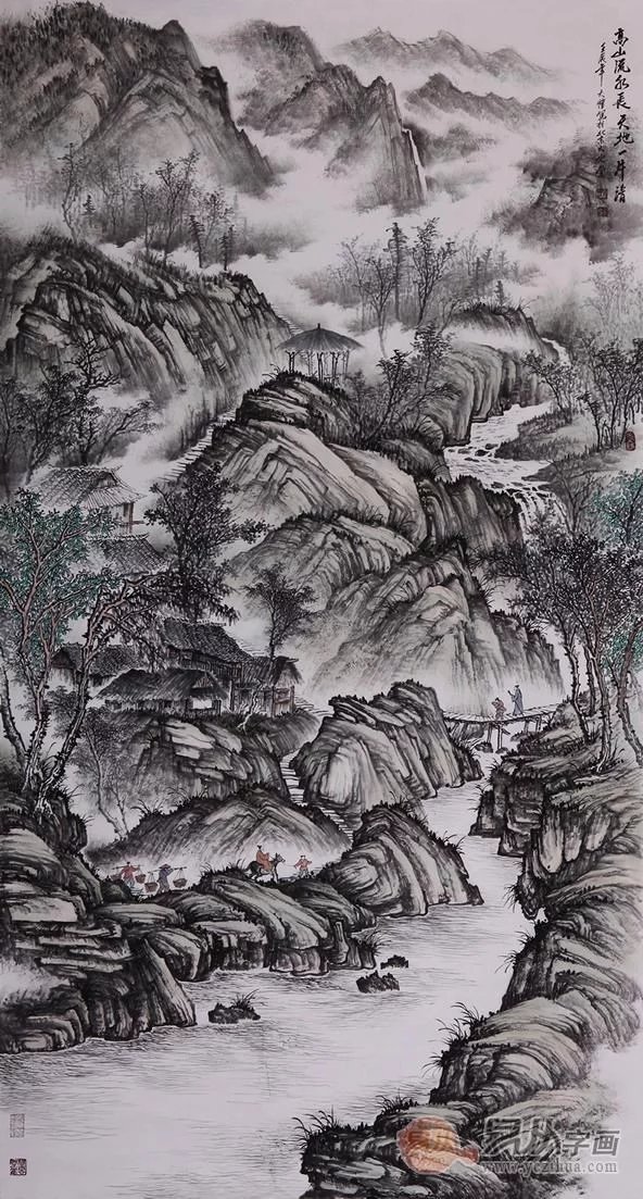 国画大师吴大恺山水画作品
