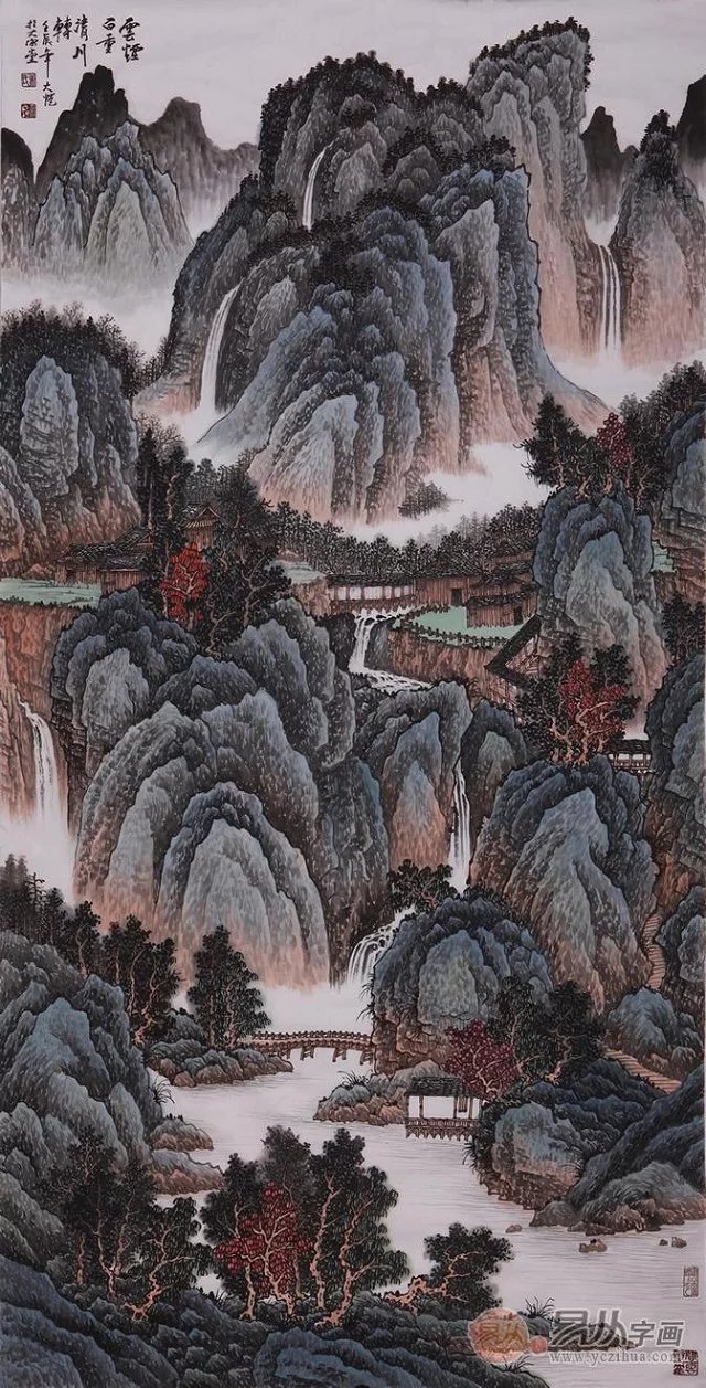 国画大师吴大恺山水画作品