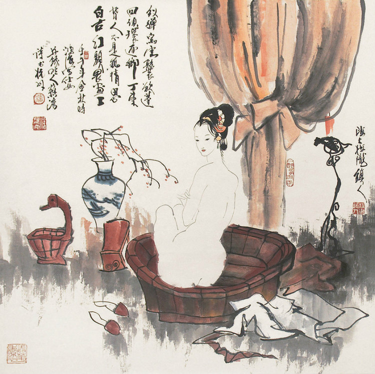 潘鸿海人物花鸟作品欣赏