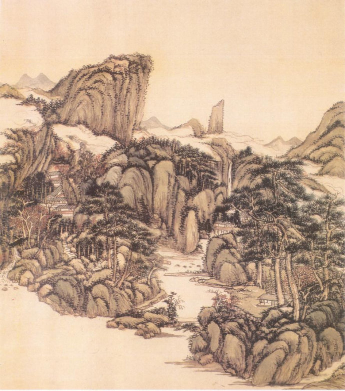 清初四王之王原祁仿宋元山水册页九开