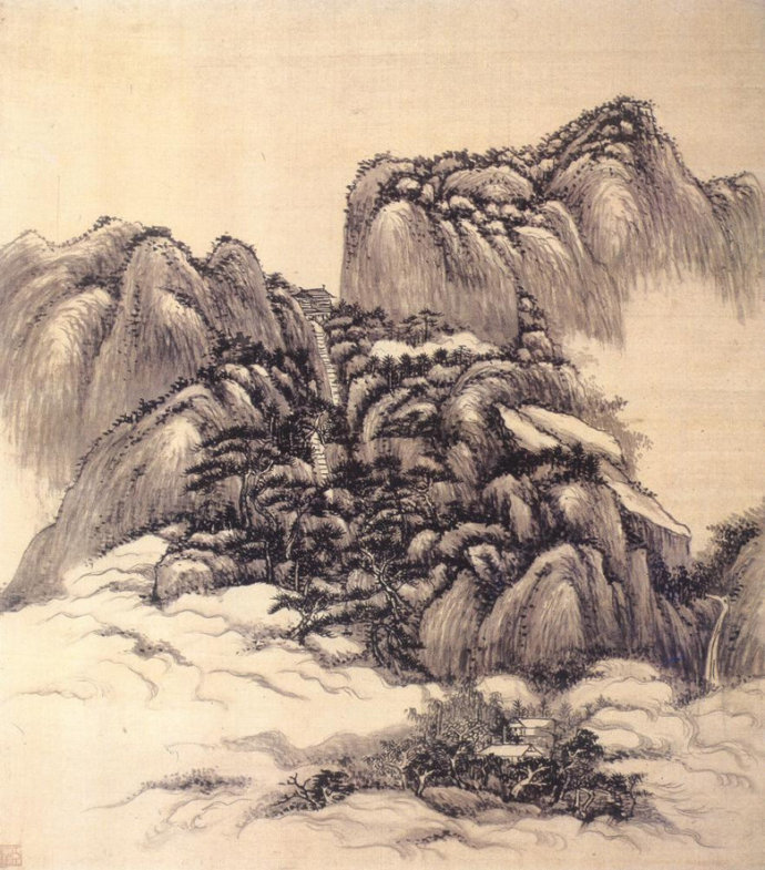 清初四王之王原祁仿宋元山水册页九开