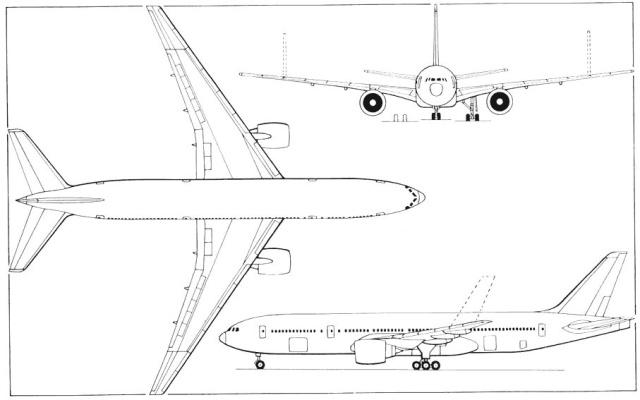 波音777的机翼采用超临界翼型设计,机翼设计的厚度更大,跨度更长,从而