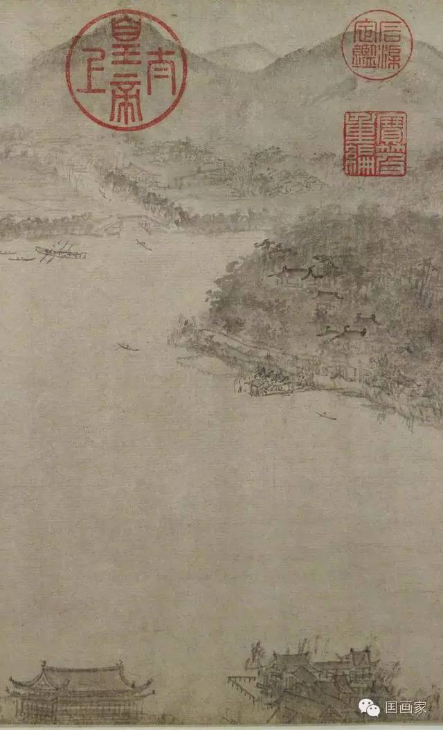 李嵩《西湖图卷》-南宋李嵩绘西湖水墨画山水高清大图赏析