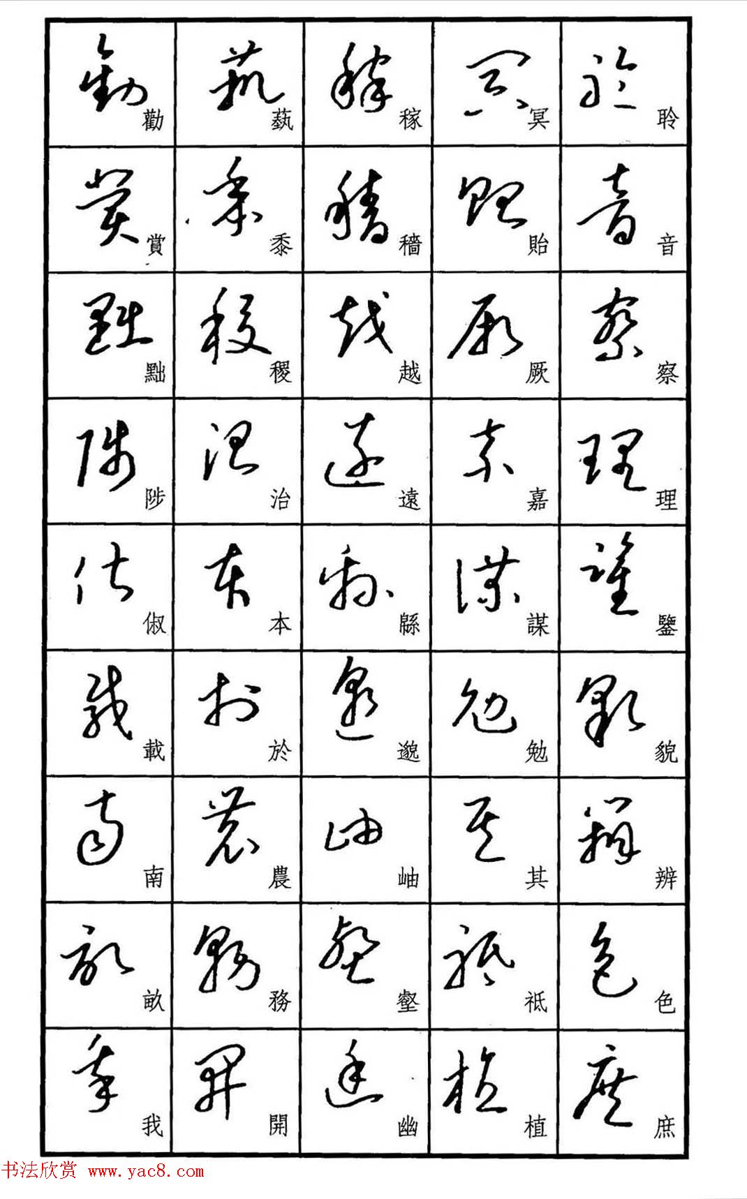 梧桐钢笔书帖标准草书范字