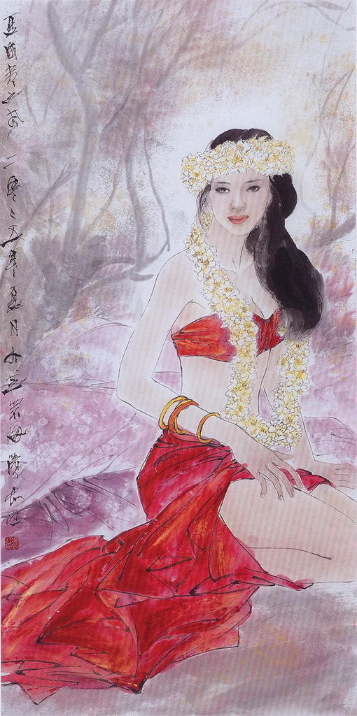 冯长江工笔人物画女性图片