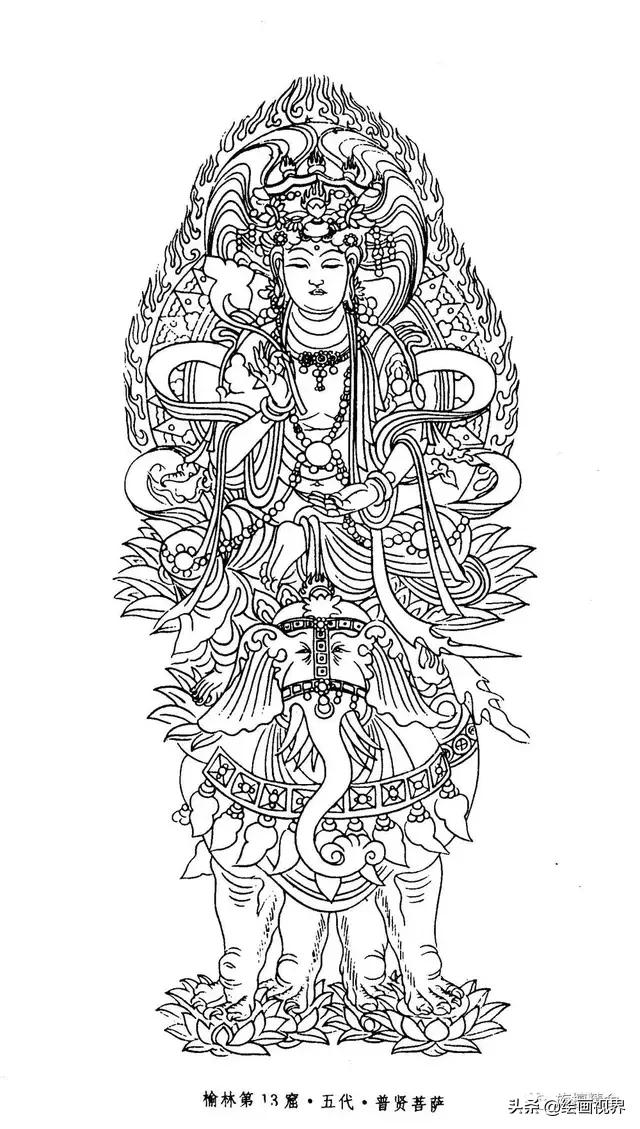 白描佛像不会画?教你常见50种佛像线稿画法,简单易学,快来临摹