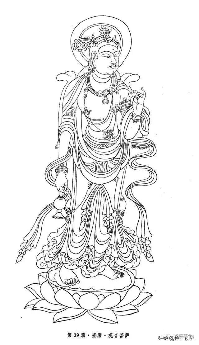 白描佛像不会画?教你常见50种佛像线稿画法,简单易学,快来临摹