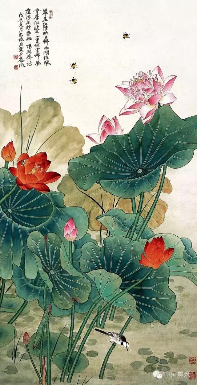 工笔画荷花值得欣赏感谢分享转发