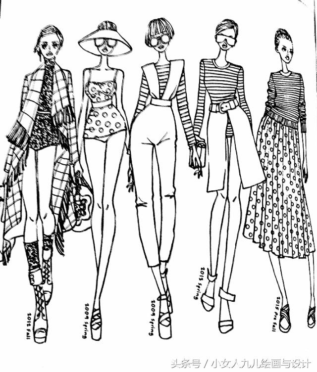 服装设计及配饰线描稿素材分享