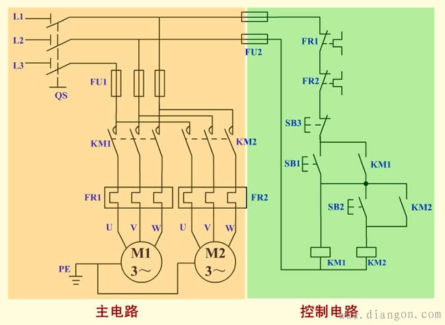 電動機順序啟動控制電路原理圖解