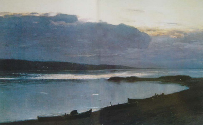 暖黄色调表现出了黄昏前的宁静,弯曲的木桥打破了构图的几条单调的