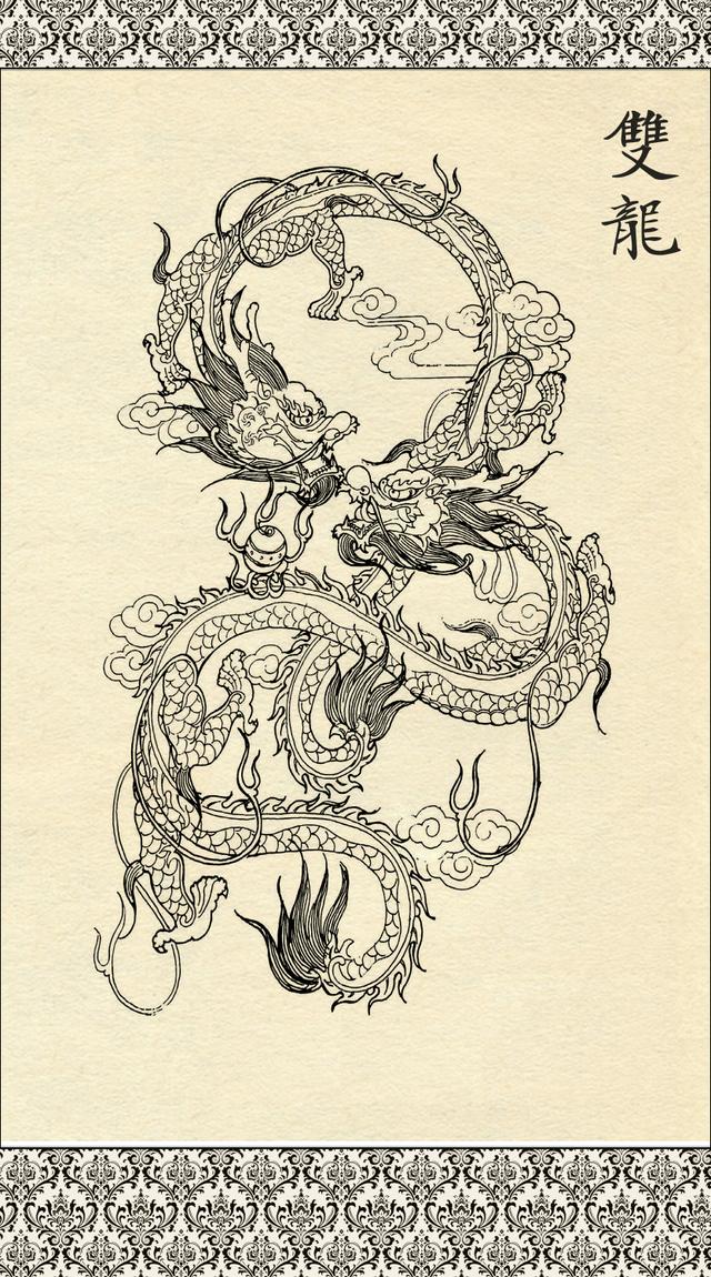 龙凤神兽图稿白描动物白描100图周明安白描走兽欣赏