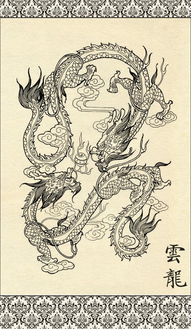 龙凤神兽图稿白描动物白描100图周明安白描走兽欣赏